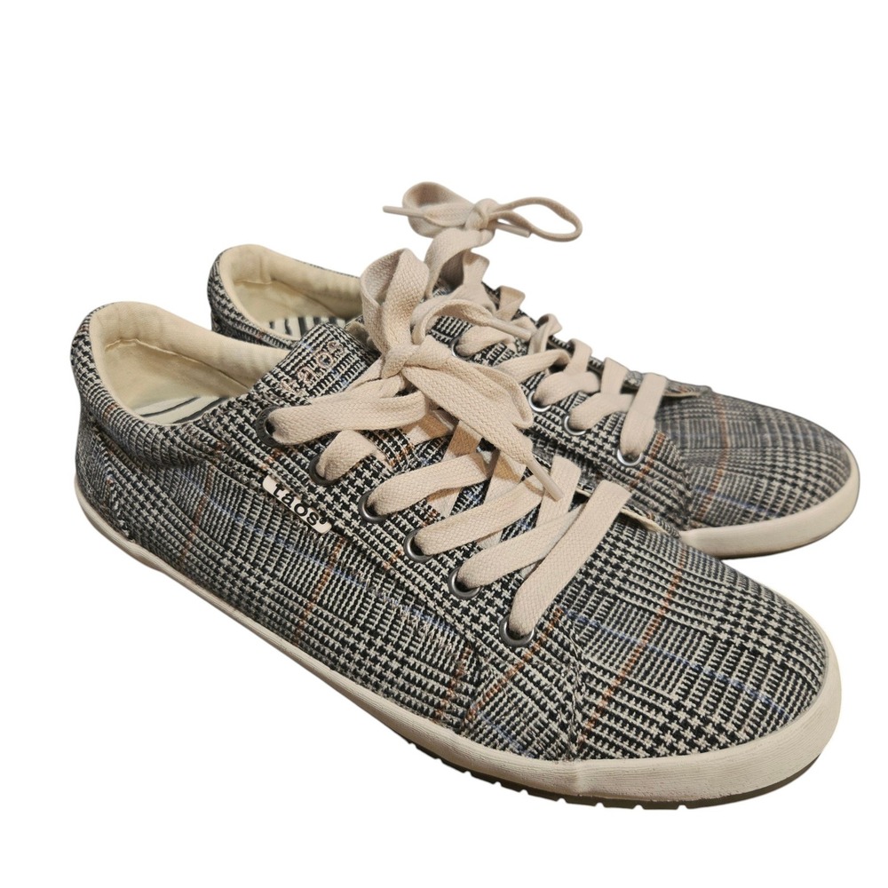Taos Star Sneaker Women 9.5 Houndstooth Plaid Lace Up Low Top Academia Preppy